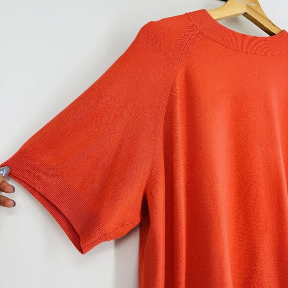 Hampshire Studio Coral Orange Mock Neck Knit Short Sleeve Zip Back Sweater 2X - Picture 3 of 7